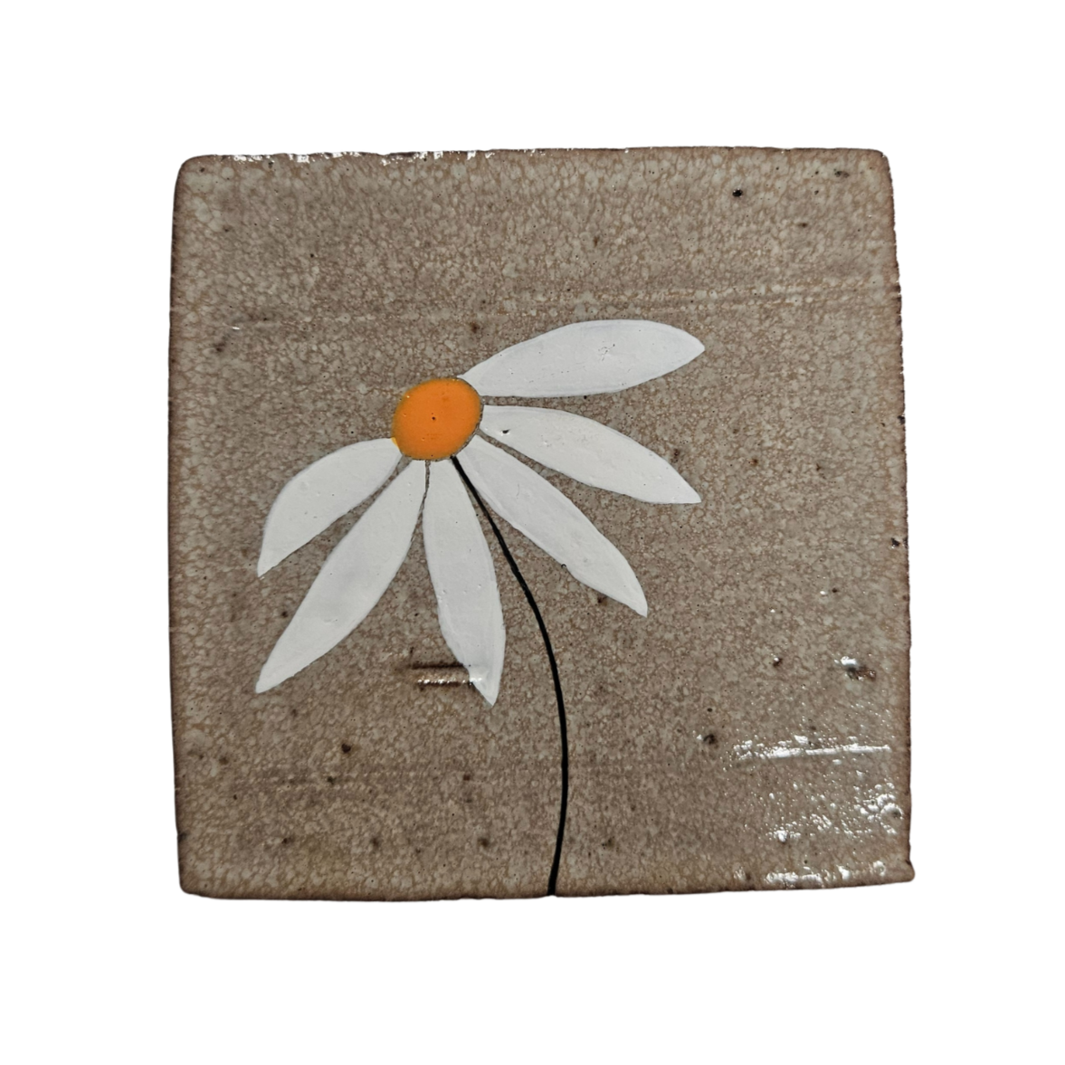 Klopper Single Daisy Hand Painted Tile - Single Daisy
