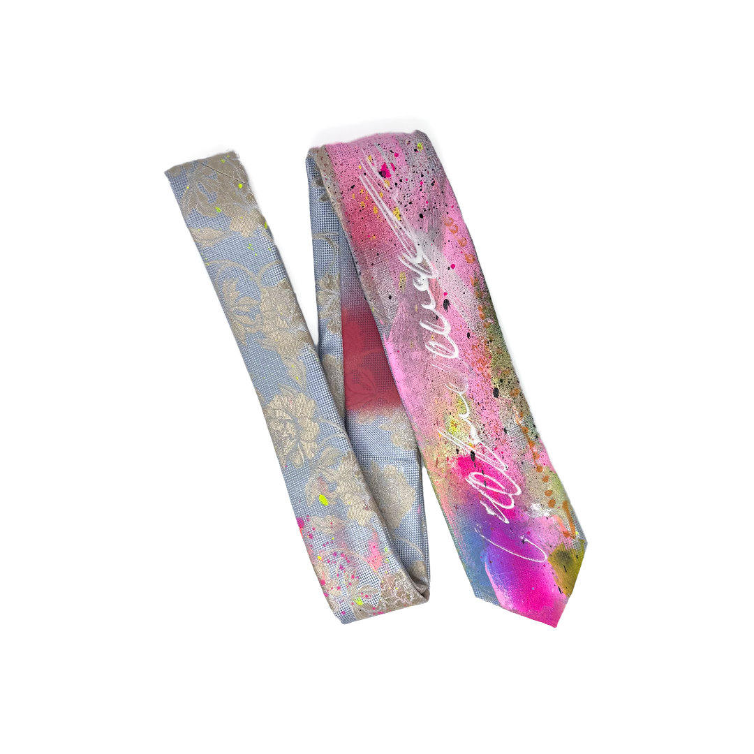 aka.artwear Spray-Painted Tie - Light Blue Floral