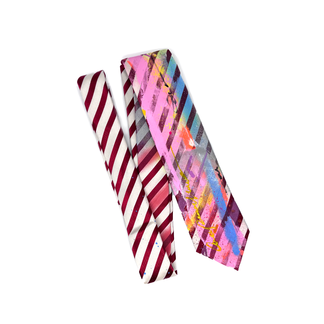 aka.artwear Spray-Painted Tie - Red/White Stripe