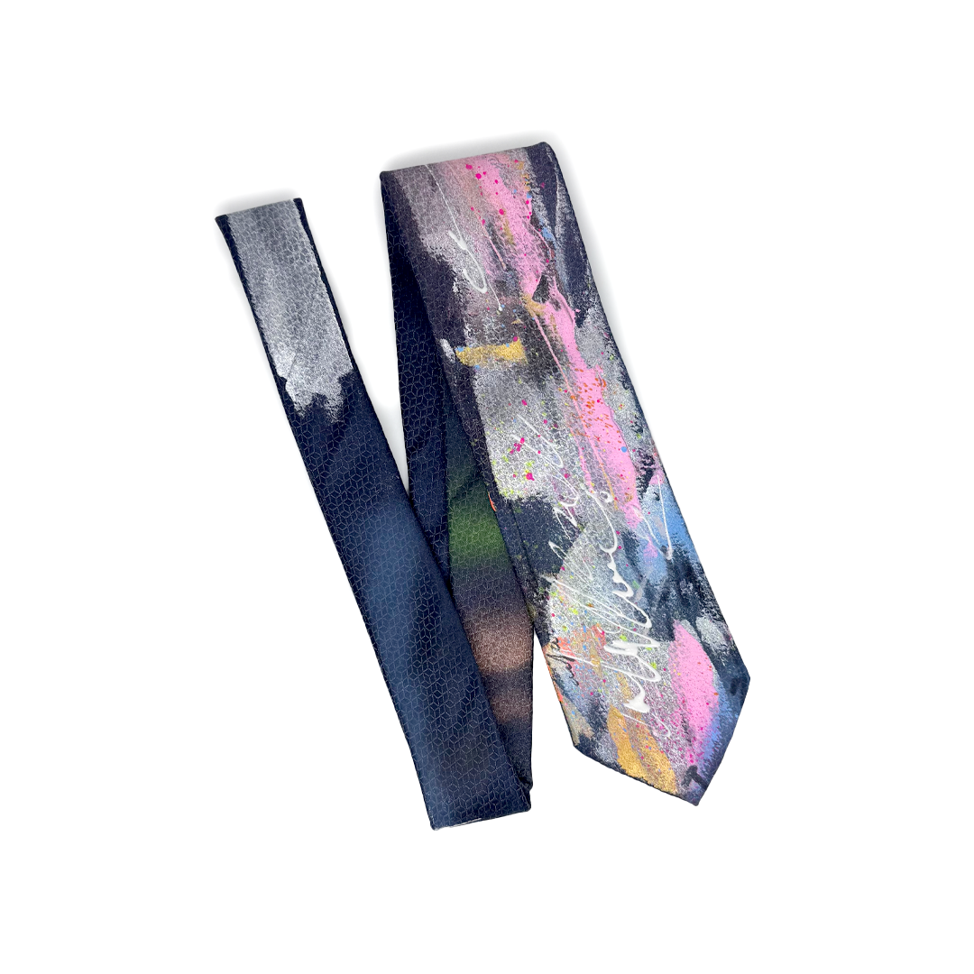 aka.artwear Spray-Painted Tie - Navy Geometric