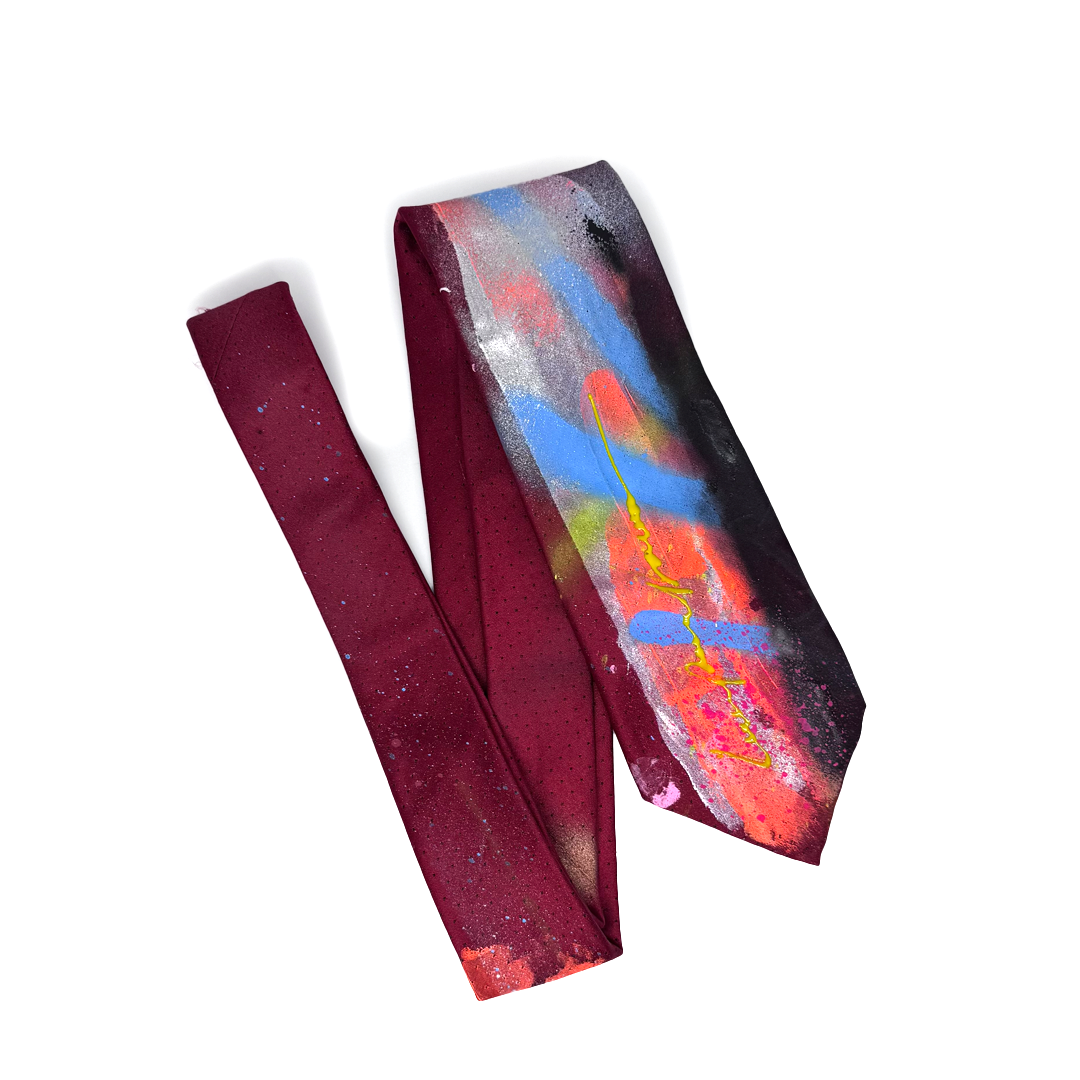 aka.artwear Spray-Painted Tie - Red/Black Pin Dot