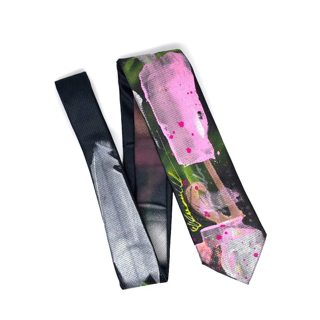 aka.artwear Spray-Painted Tie - Dark Teal/Pink