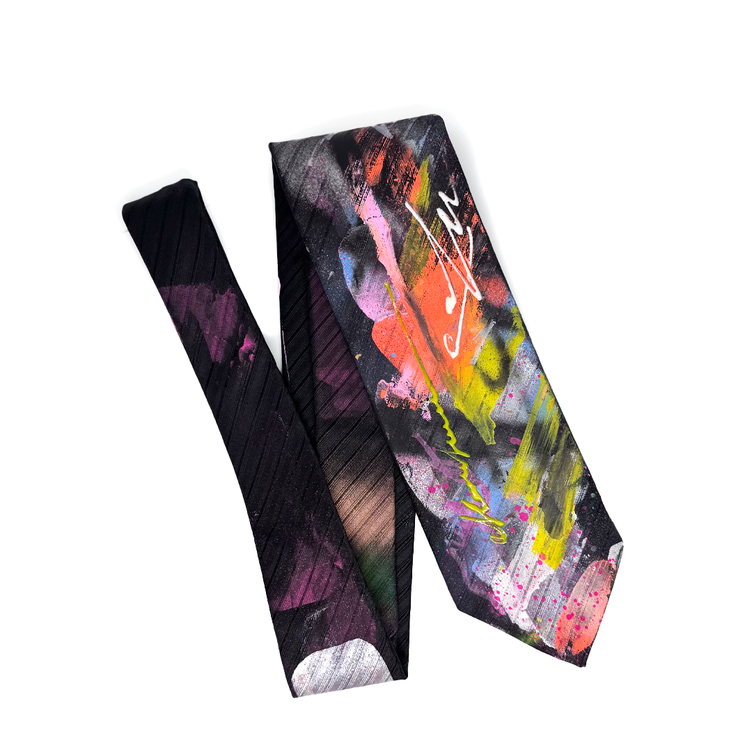 aka.artwear Spray-Painted Tie - Black Stripe