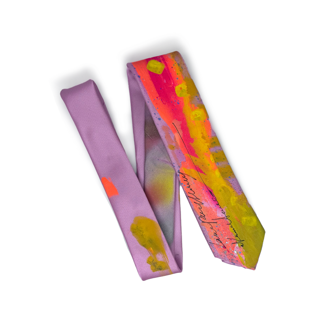aka.artwear Spray-Painted Tie - Pink/Yellow
