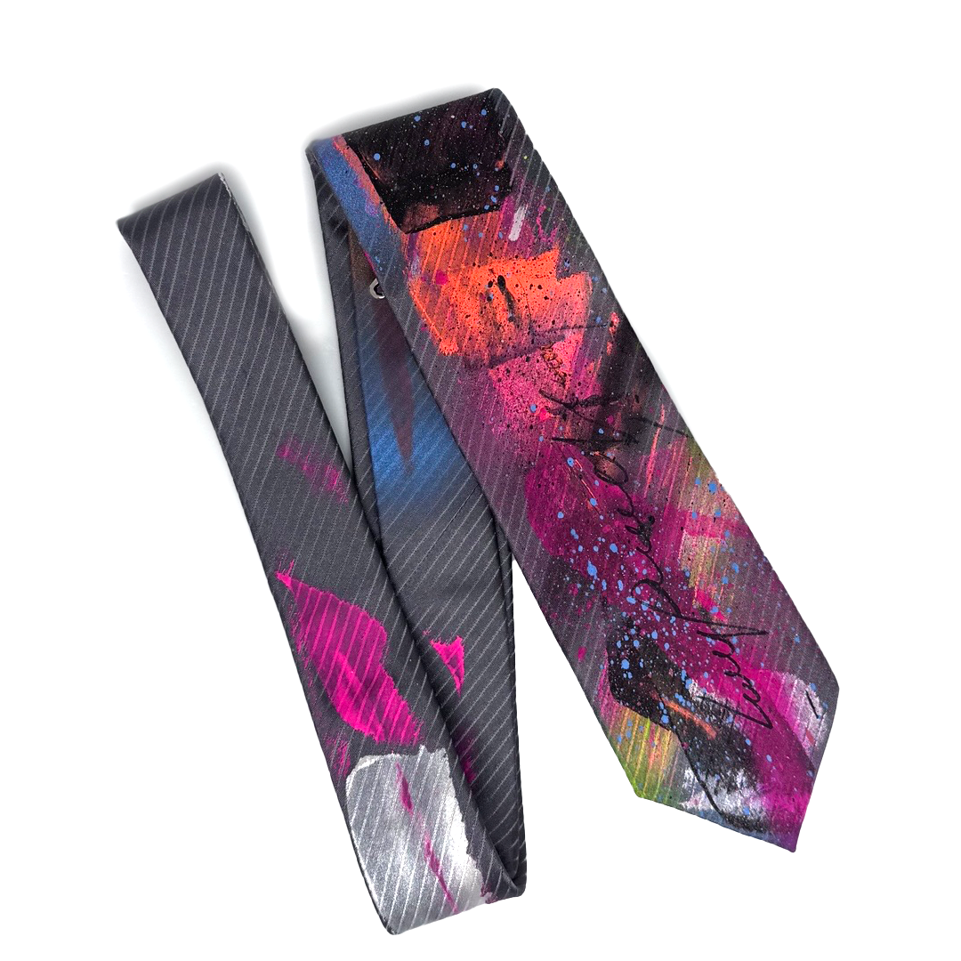aka.artwear Spray-Painted Tie - Silver Stripe