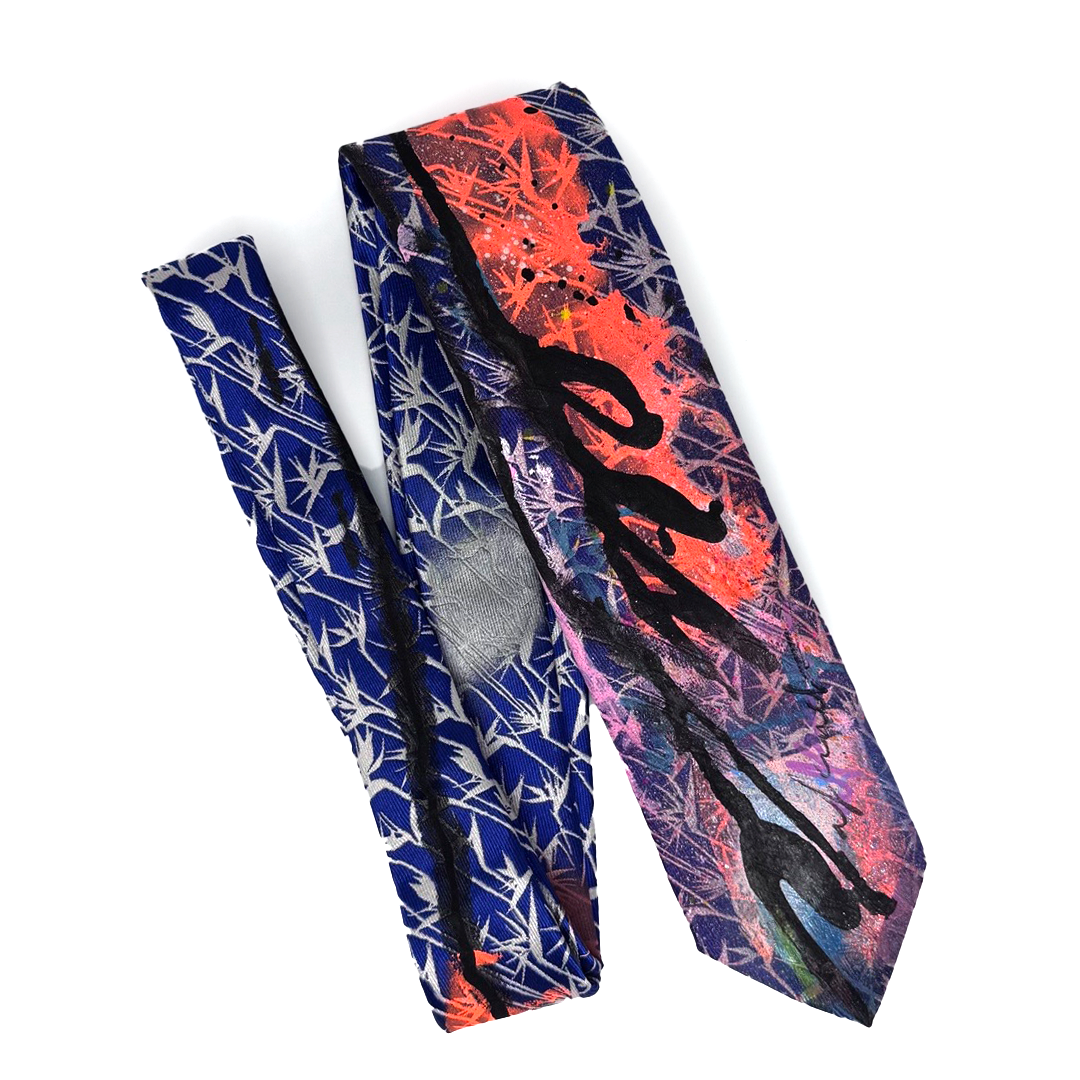 aka.artwear Spray-Painted Tie - Blue Birds of Paradise