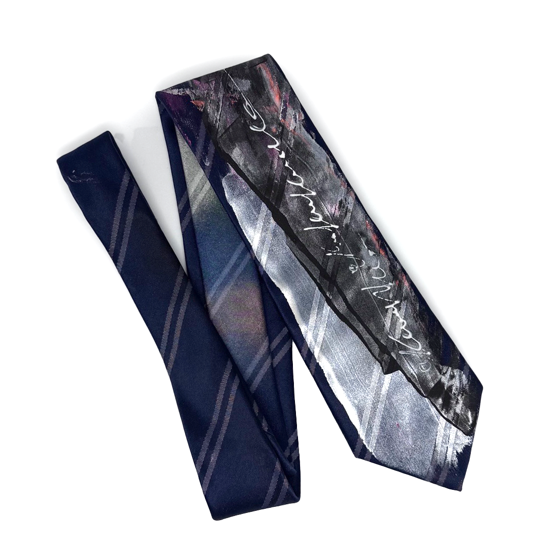 aka.artwear Spray-Painted Tie - Navy Stripe