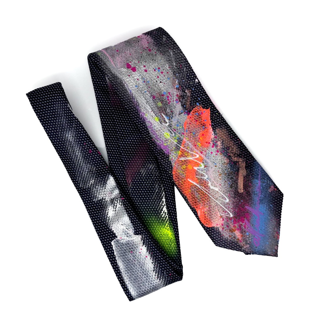 aka.artwear Spray-Painted Tie - Midnight Silver