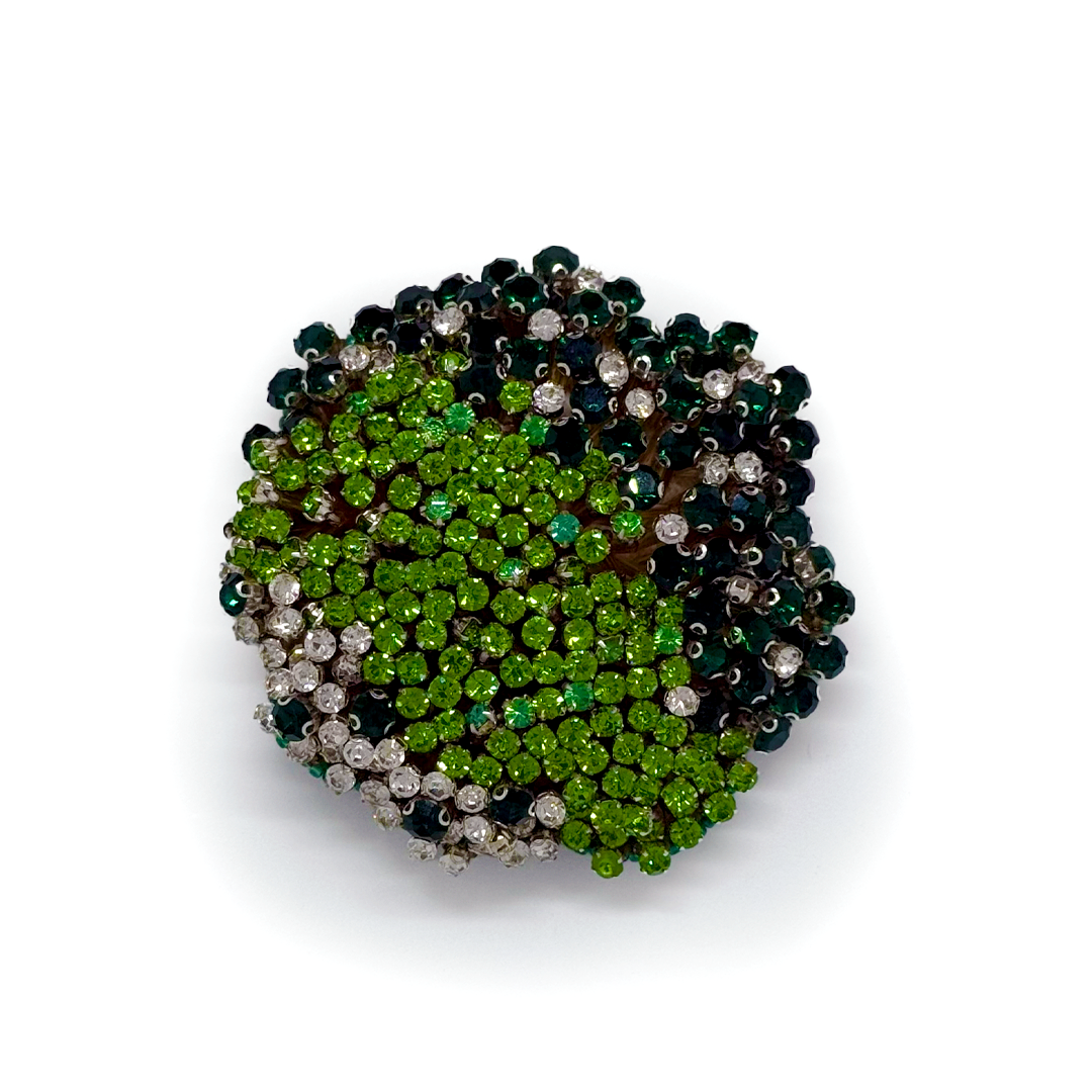 Fleur de Cristal Statement Brooch Large Green