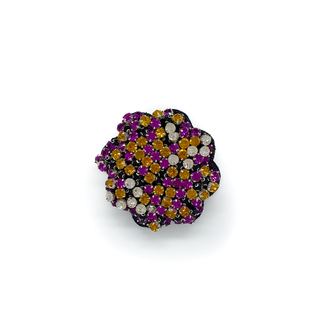 Fleur de Cristal Statement Brooch Small Orange