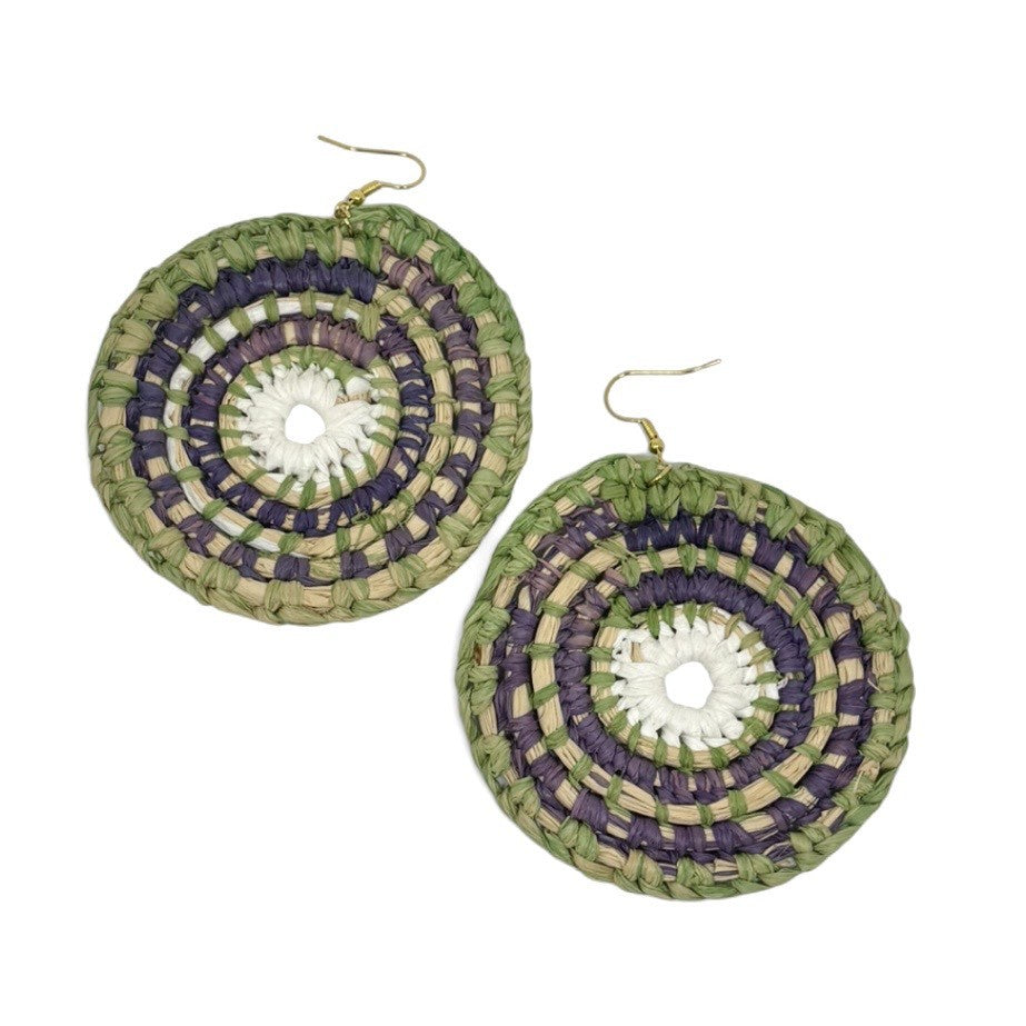 Gentle Designs Djeran Woven Earrings Green & Purple