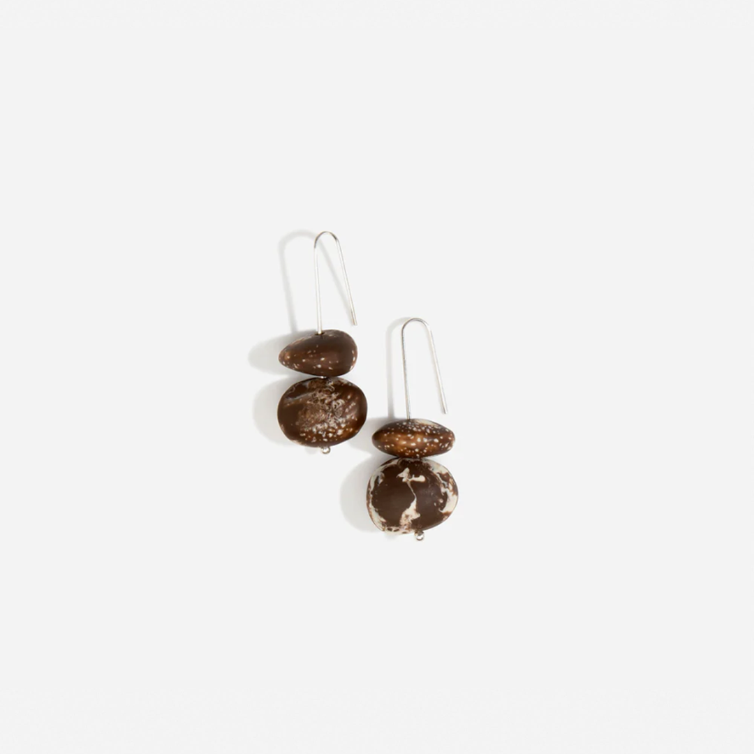 Dinosaur Designs Temple Earth Wire Earrings - Cappuccino (Silver)