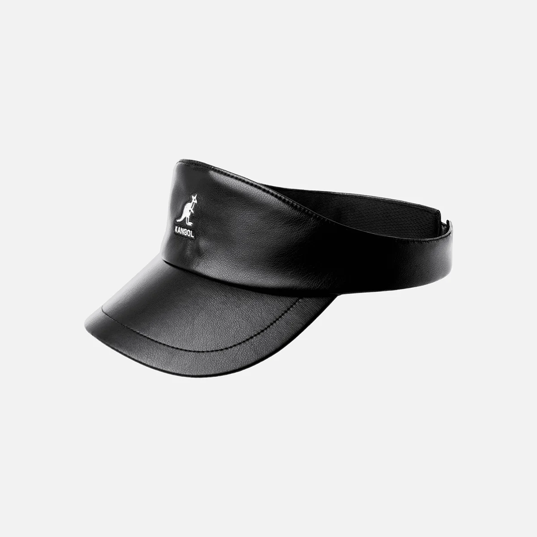 Kangol Faux Leather Visor - Black