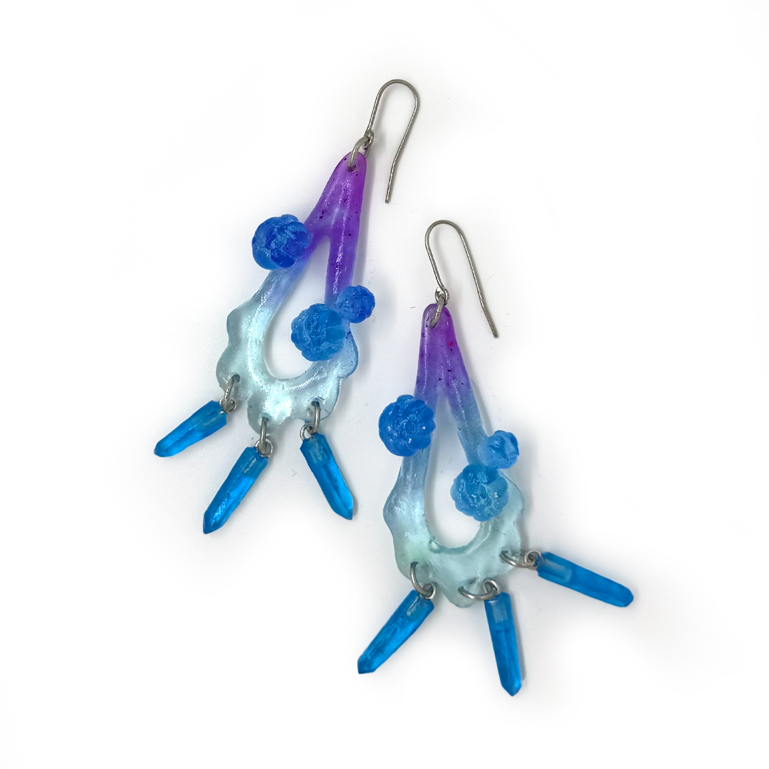 Kate Rohde Teardrop Frill Earrings - Blues/Purple