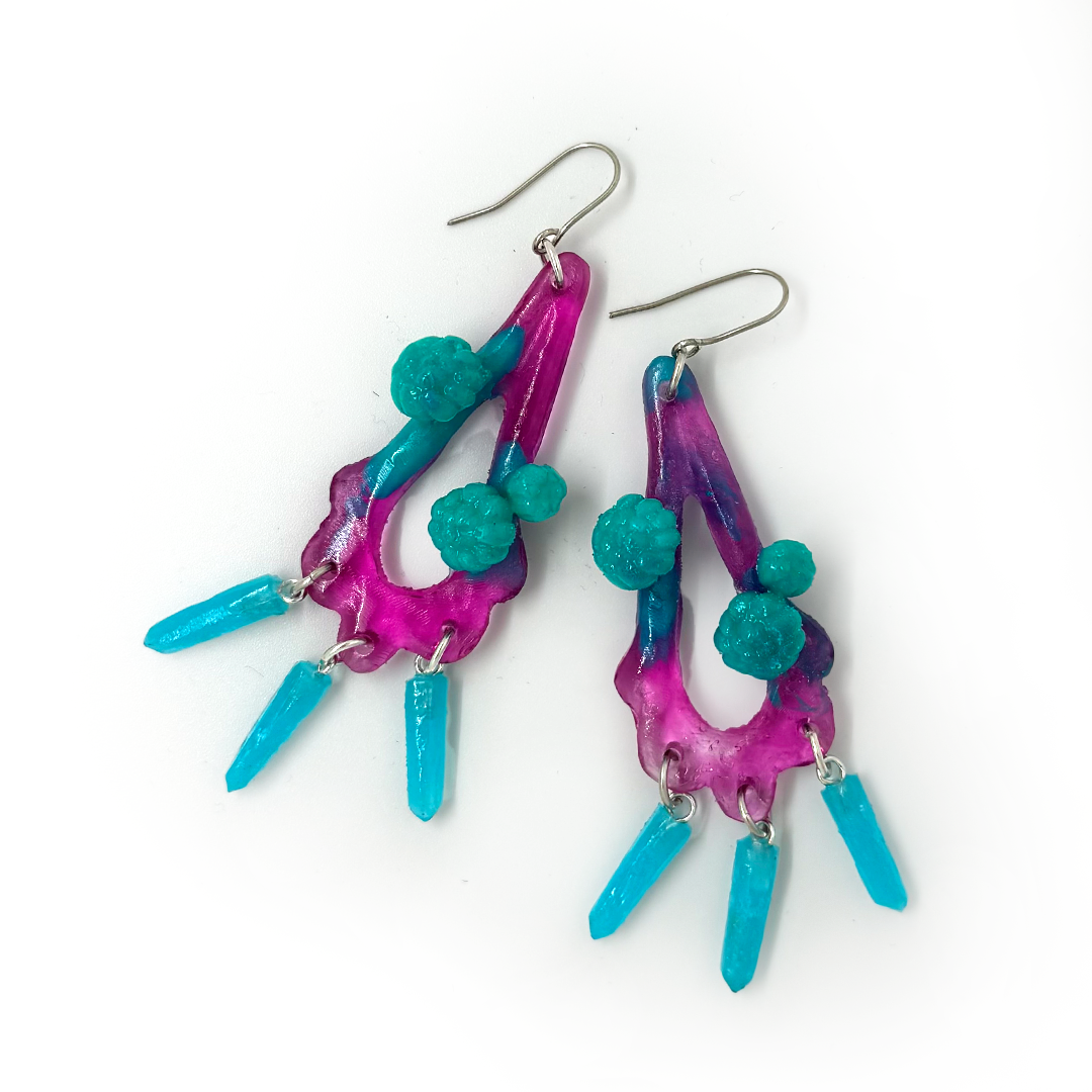 Kate Rohde Teardrop Frill Earrings - Amethyst/Blue