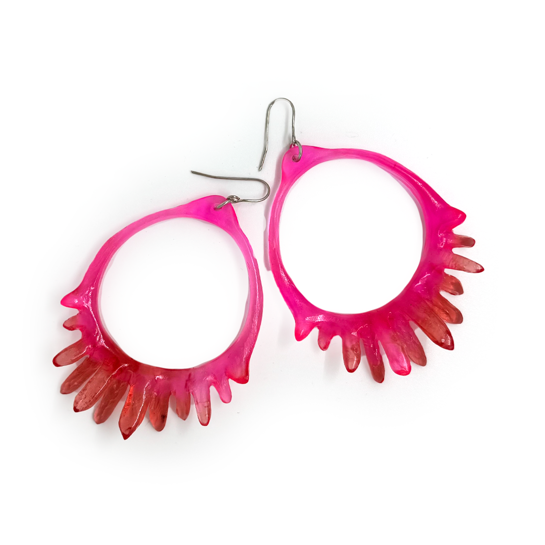 Kate Rohde Large Crystal Hoop Earrings - Dark Pink