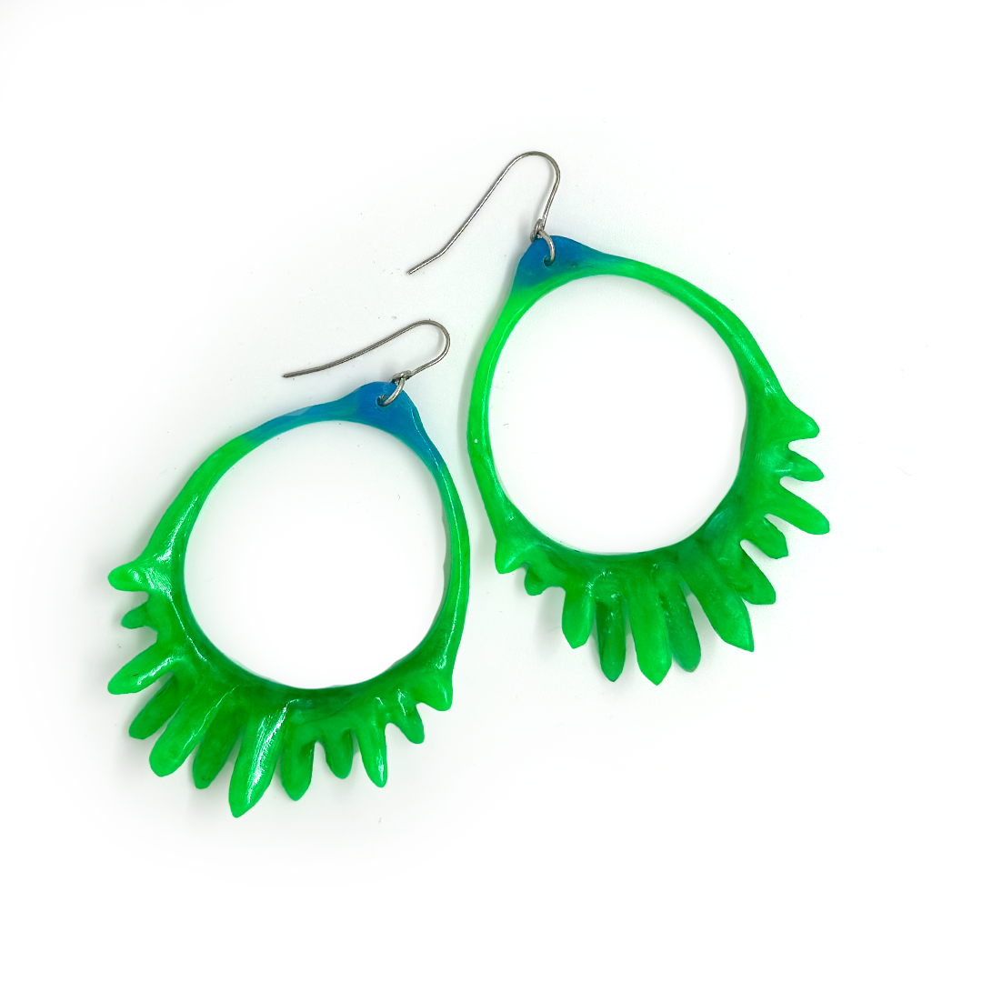 Kate Rohde Large Crystal Hoop Earrings - Green