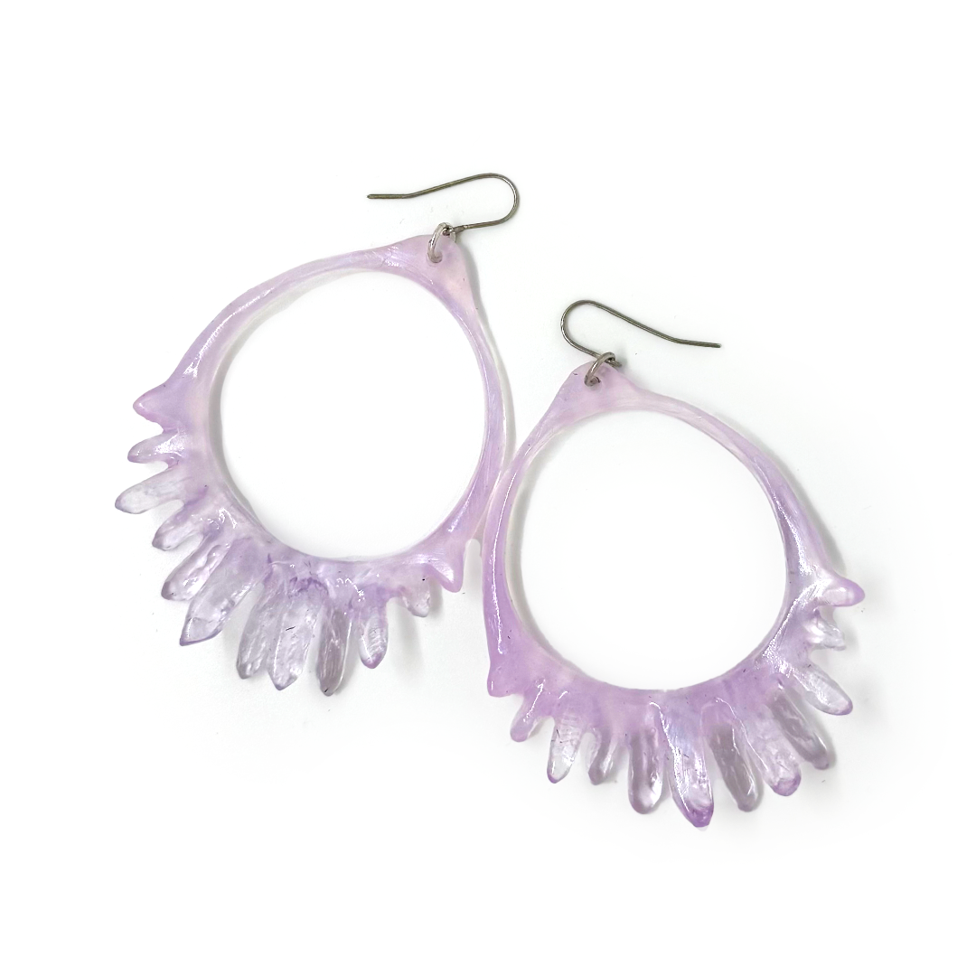 Kate Rohde Large Crystal Hoop Earrings - Lilac Ice