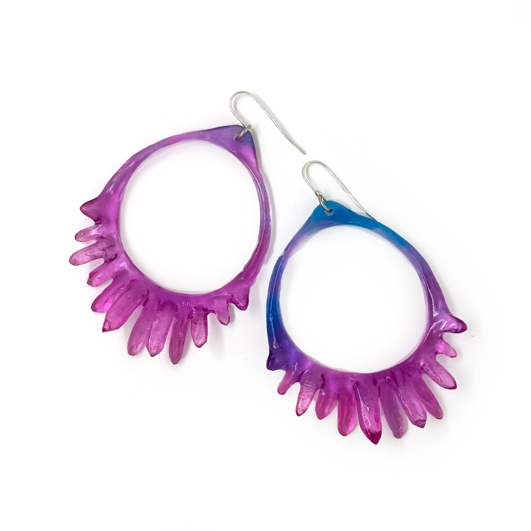 Kate Rohde Large Crystal Hoop Earrings - Grape