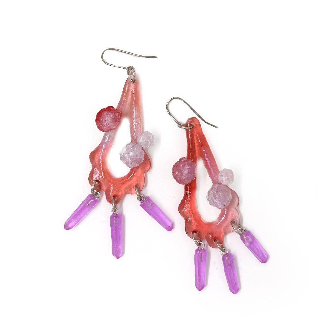 Kate Rohde Teardrop Frill Earrings - Tea Rose/Lavender