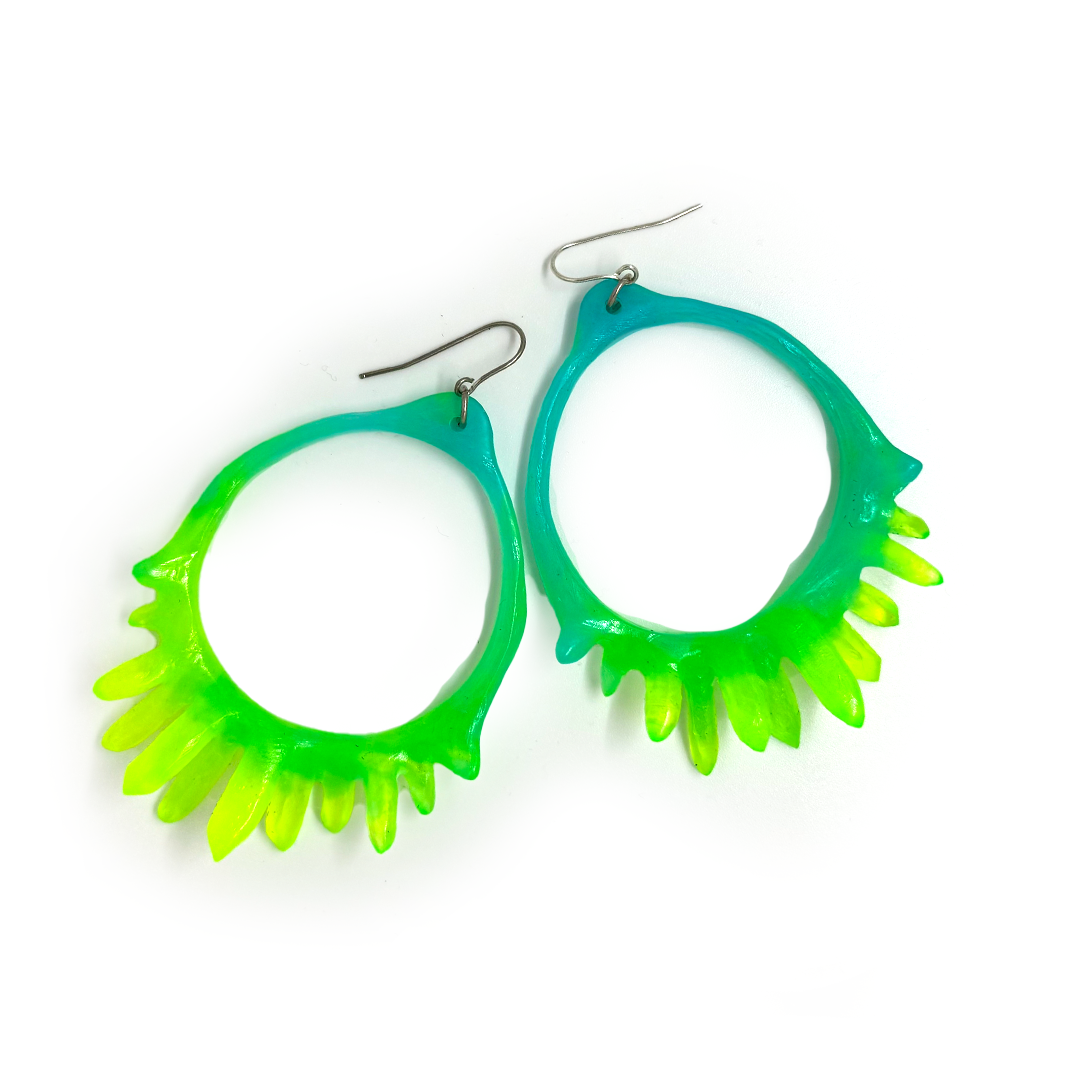 Kate Rohde Large Crystal Hoop Earrings - Aqua/Acid