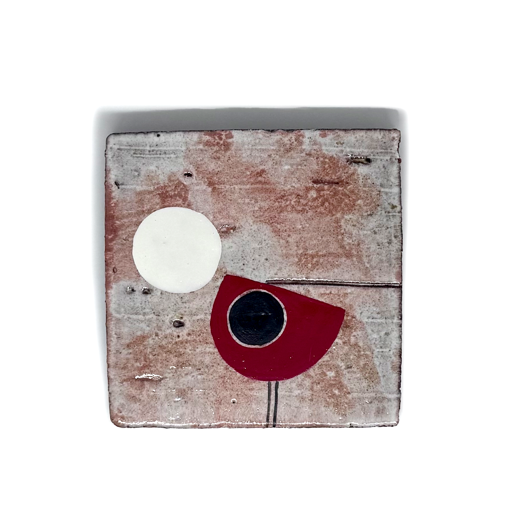 Klopper Single Bird with Moon Hand Painted Tile - Red