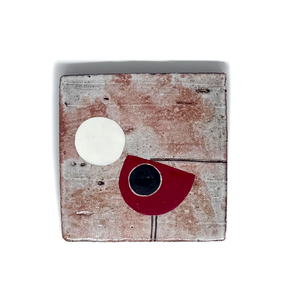 Klopper Single Bird with Moon Hand Painted Tile - Red