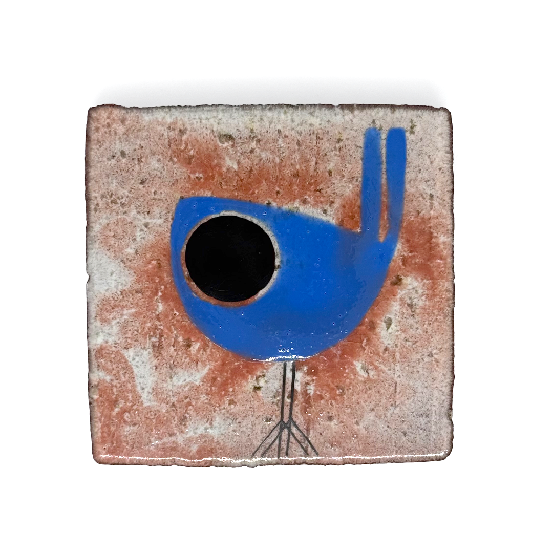 Klopper Single Bird Hand Painted Tile - Light Blue