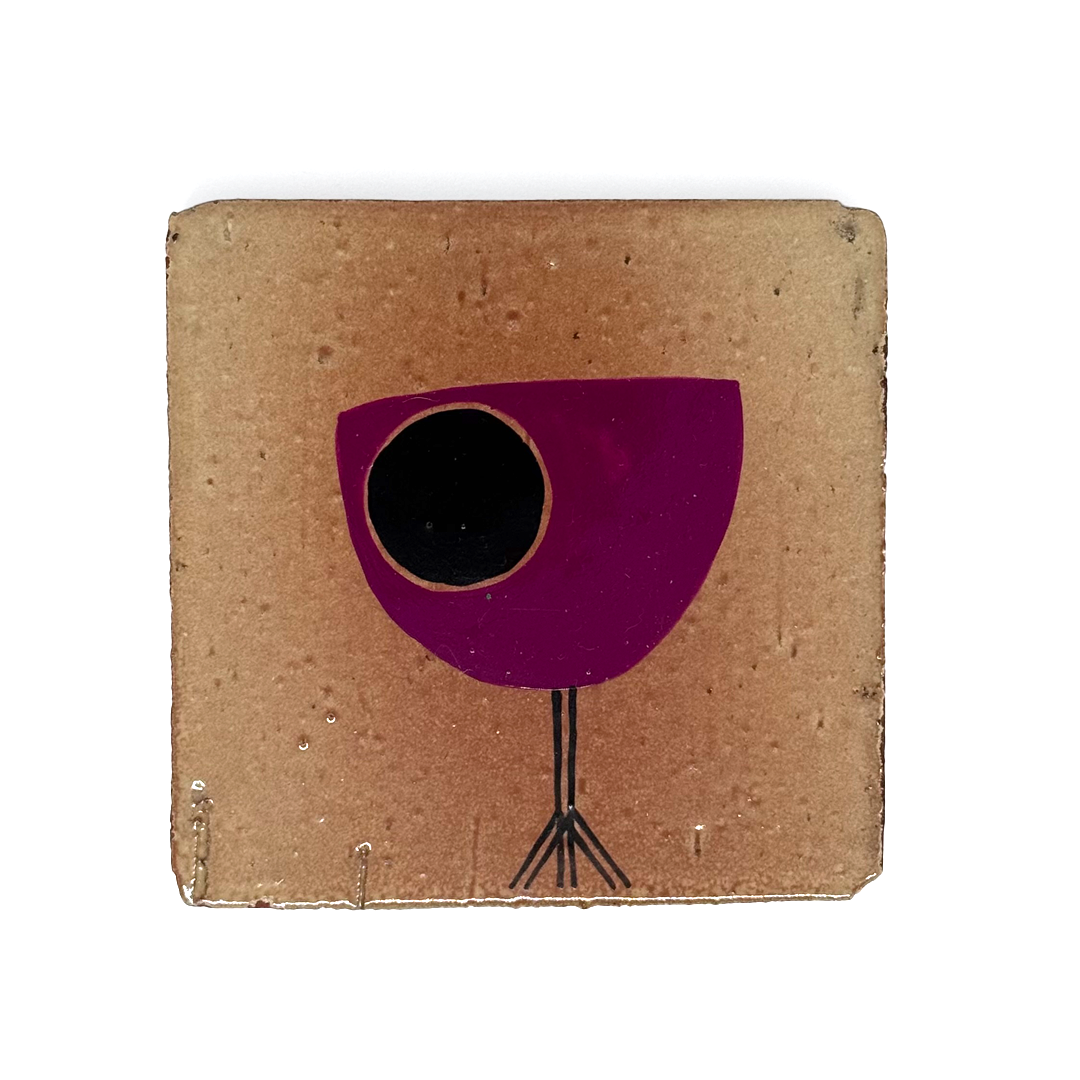 Klopper Single Bird Hand Painted Tile - Pink