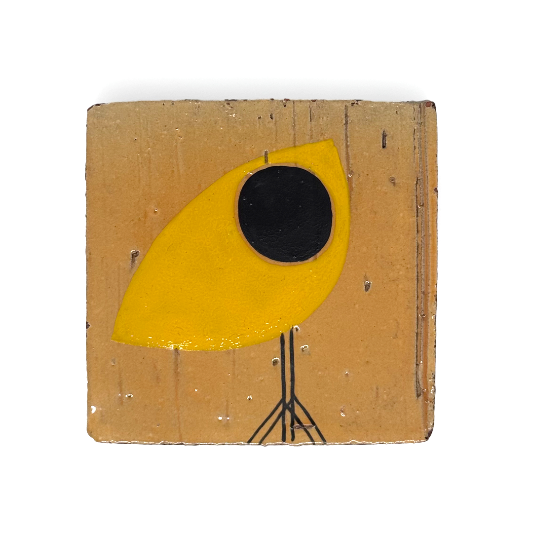 Klopper Single Bird Hand Painted Tile - Yellow