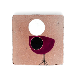 Klopper Single Bird with Moon Hand Painted Tile - Pink
