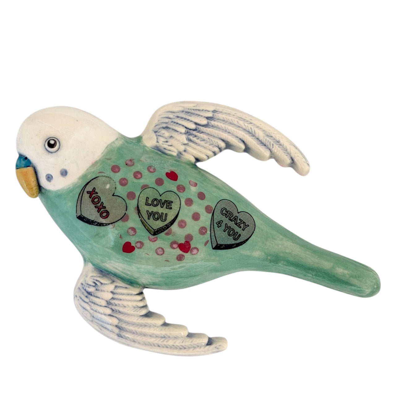 Janelle Peterson Budgie - Candy Hearts Paris Green