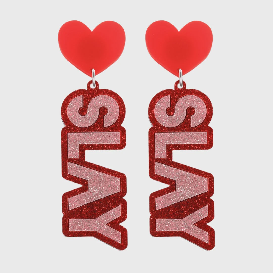 Haus of Dizzy 'Slay' Stacked Earrings - Pink/Red
