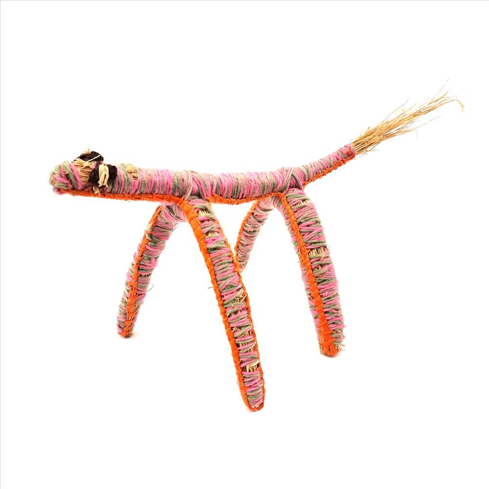 Tjanpi Tinka (Lizard) Sculpture by Tracey Yates Pink/Orange