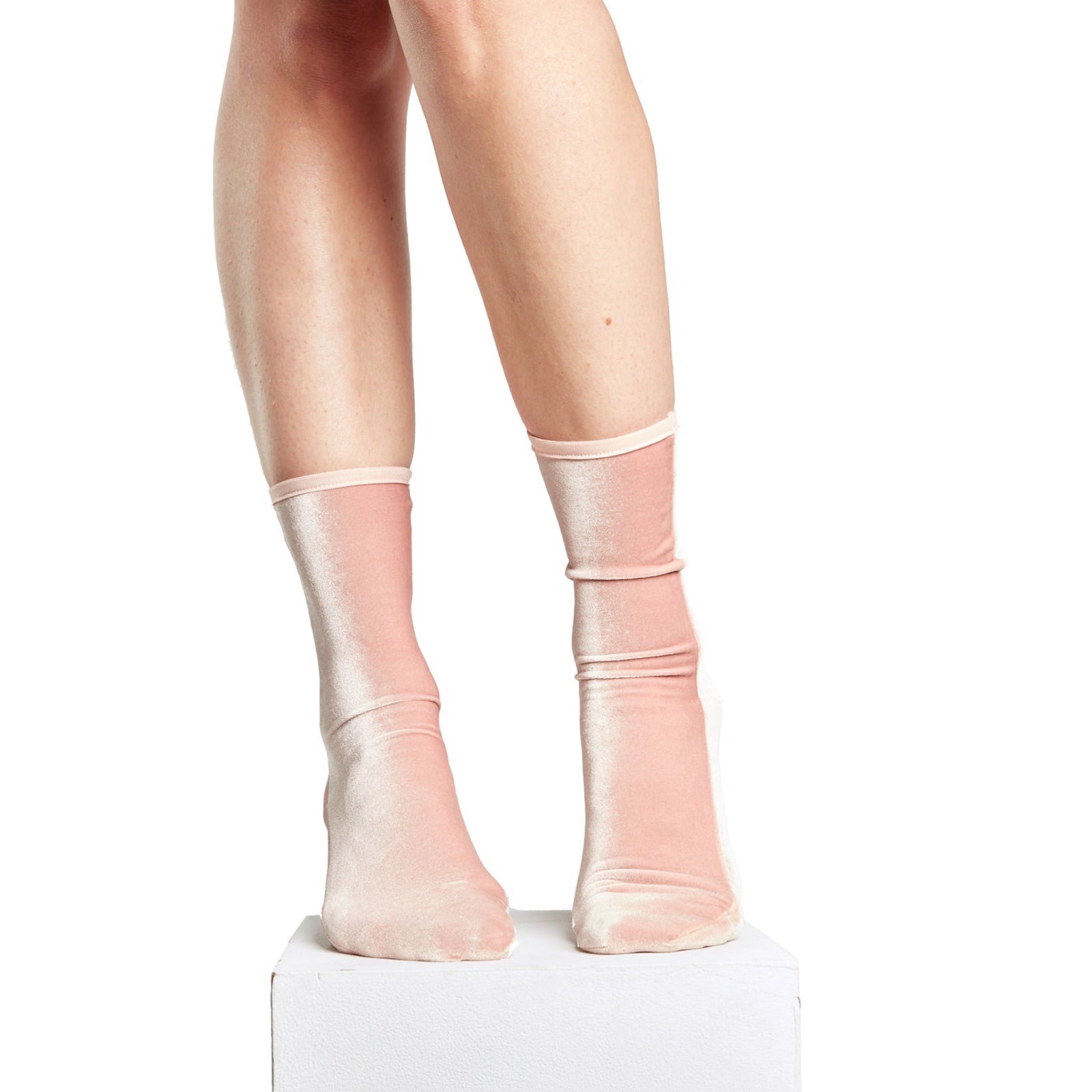 Simone Wild Velvet Socks in Light Pink