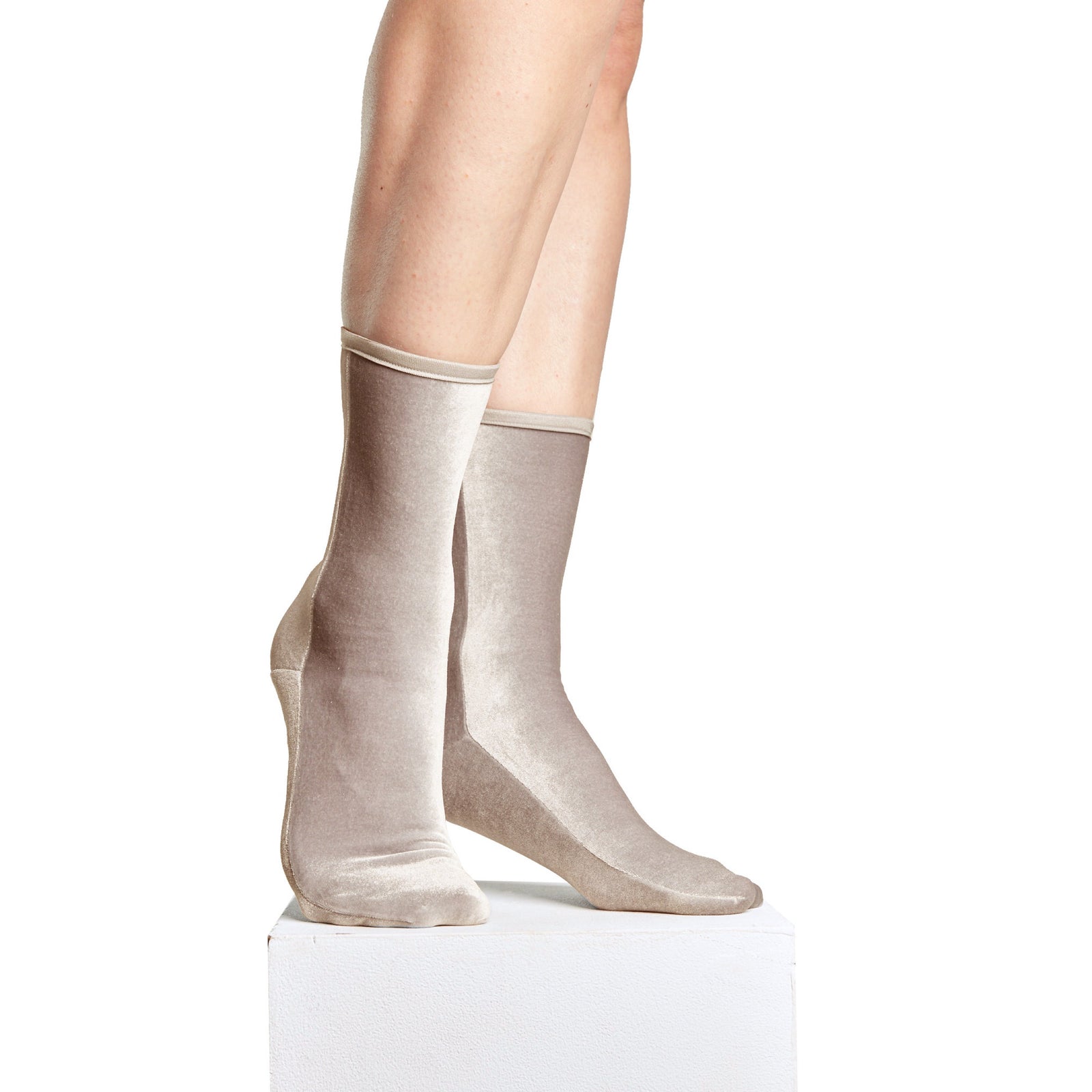 Simone Wild Velvet Socks in Taupe