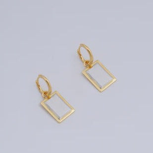 Miro Miro Eama Box Earrings Gold with Silver Ridge
