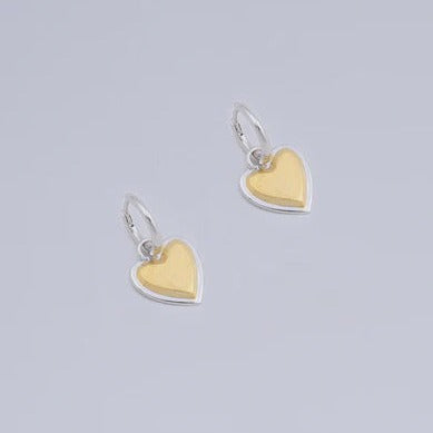 Miro Miro Eama Heart Earrings Silver w/ Gold Ridge