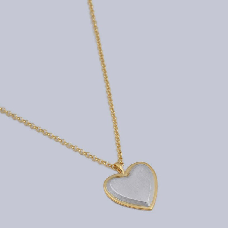 Miro Miro Sigil Heart Necklace Silver w/ Gold Ridge