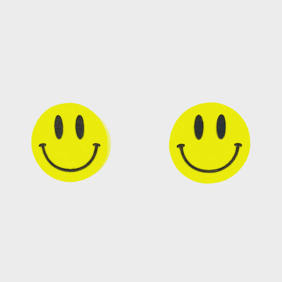 Haus of Dizzy Smiley Face Yellow Studs